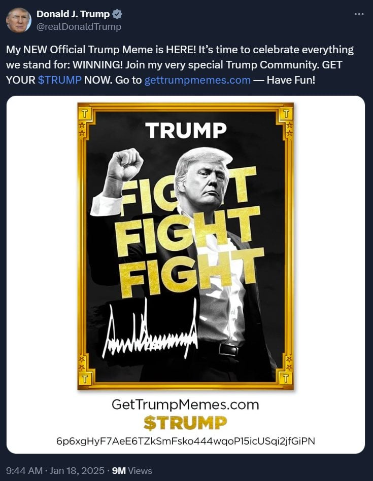 Trump launches a meme coin at Solana