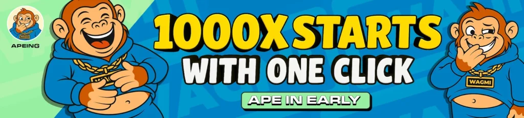 Pepe Slows, Bonk Rebalances, and Apeing's Whitelisting Momentum Suggests It's the Best Crypto to Watch This Cycle 3 monkey