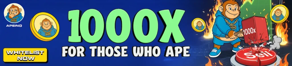 Pepe slows, Bonk rebalances, and Apeing's whitelist momentum suggests it's the best cryptocurrency to watch this fifth cycle. Monkey