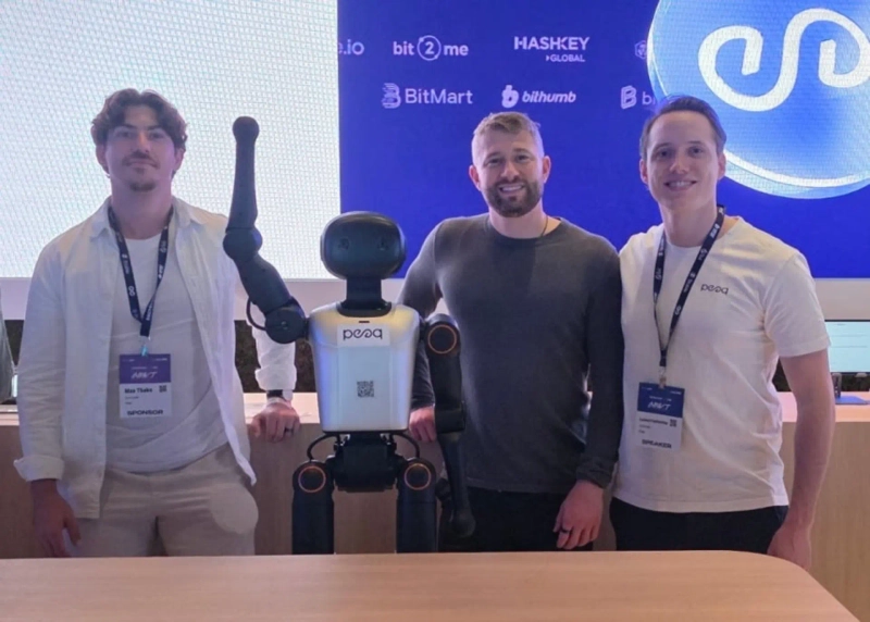 (From left) Max Thicke, co-founder of Peaq; Till Wendler, co-founder and CEO of Peaq; Leonard Durlochter, co-founder of Peaq /Photo=Jinuk, Bloomingbit correspondent