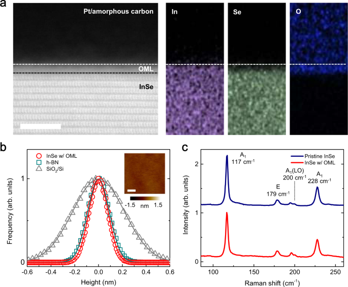 Oxidized-monolayer tunneling barrier for strong Fermi-level depinning in layered InSe transistors