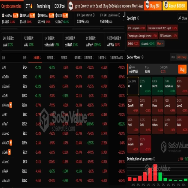 The cryptocurrency market generally experienced a pullback, with only the AI and DePIN sectors remaining relatively strong